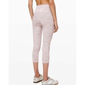 Lululemon Wunder Under Womens High-Rise Crop Leggings Sz 8 Heathered Light‎ Pink